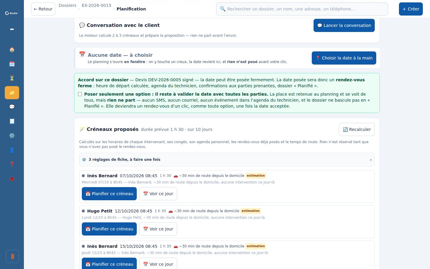 Bouklo au bureau : la planification d’une intervention