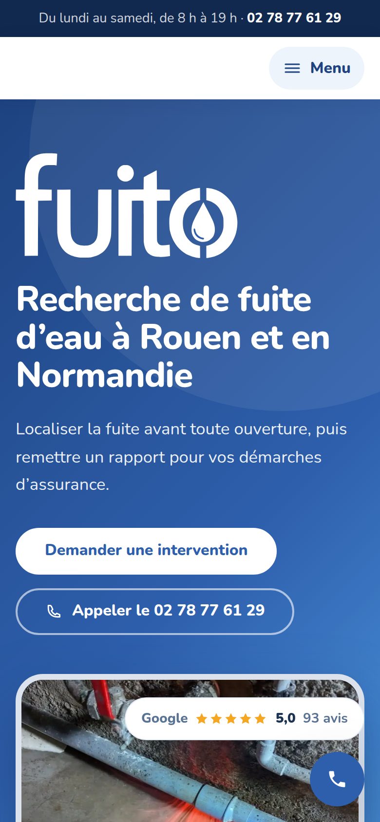 L’accueil de fuito.fr, sur un téléphone